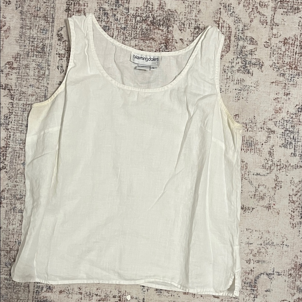 Bloomingdale's Women's Cream Scoop Neck Linen Tank